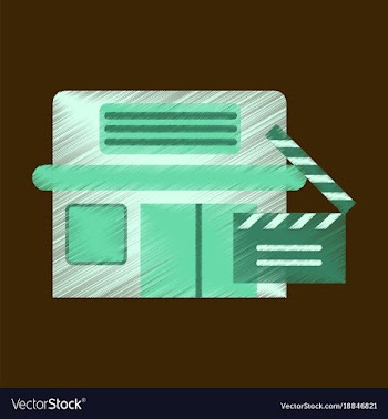 Flat icon in shading style building cinema vector image