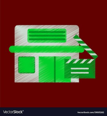 Flat icon in shading style building cinema vector image