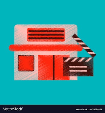 Flat icon in shading style building cinema vector image