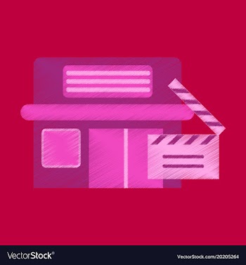 Flat icon in shading style building cinema vector image