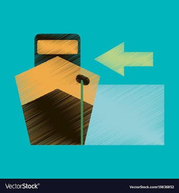 Flat icon in shading style cargo ship vector image