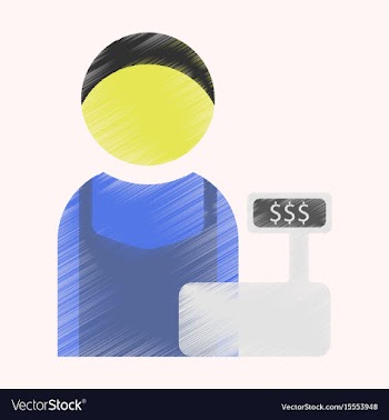 Flat icon in shading style cashier vector image