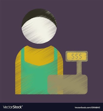 Flat icon in shading style cashier vector image