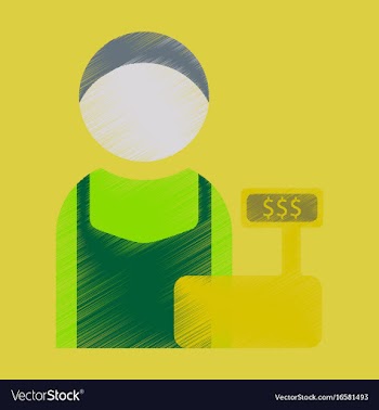 Flat icon in shading style cashier vector image