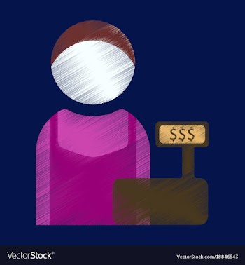 Flat icon in shading style cashier vector image