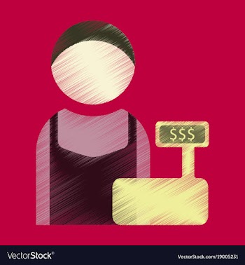 Flat icon in shading style cashier vector image
