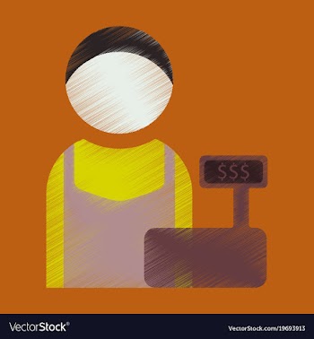 Flat icon in shading style cashier vector image