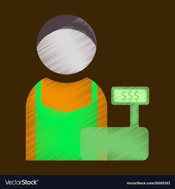 Flat icon in shading style cashier vector image