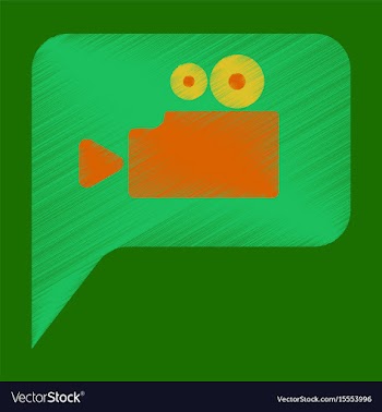 Flat icon in shading style cinema camera vector image