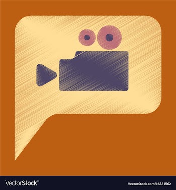 Flat icon in shading style cinema camera vector image