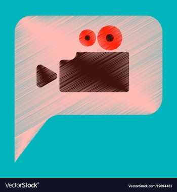 Flat icon in shading style cinema camera vector image