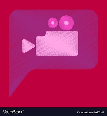 Flat icon in shading style cinema camera vector image