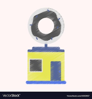 Flat icon in shading style donut shop vector image