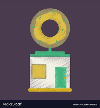 Flat icon in shading style donut shop vector image