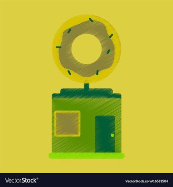 Flat icon in shading style donut shop vector image