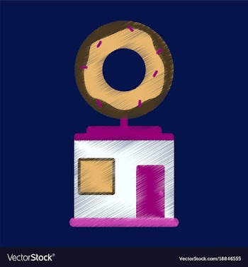 Flat icon in shading style donut shop vector image