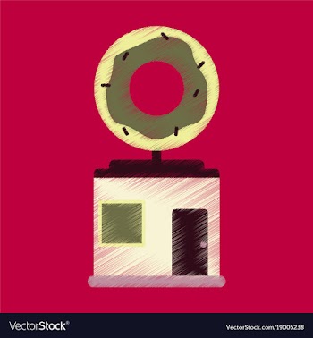 Flat icon in shading style donut shop vector image