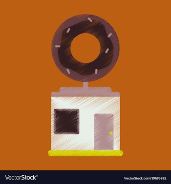 Flat icon in shading style donut shop vector image