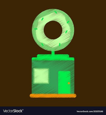 Flat icon in shading style donut shop vector image