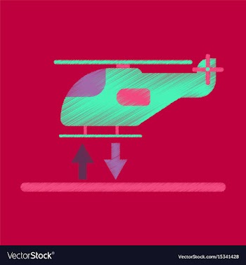 Flat icon in shading style helicopter landing vector image