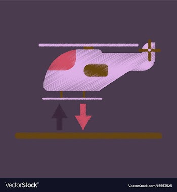 Flat icon in shading style helicopter landing vector image