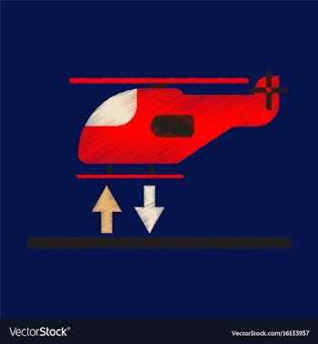 Flat icon in shading style helicopter landing vector image