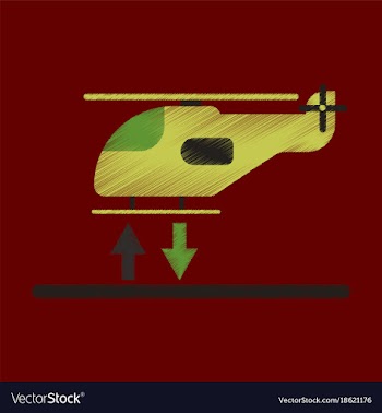 Flat icon in shading style helicopter landing vector image