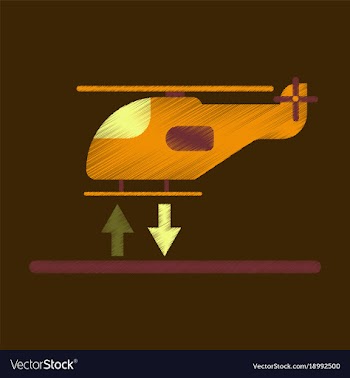 Flat icon in shading style helicopter landing vector image