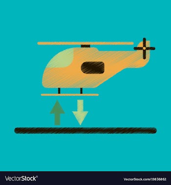 Flat icon in shading style helicopter landing vector image