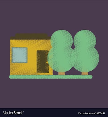 Flat icon in shading style house and garden vector image