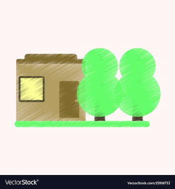 Flat icon in shading style house and garden vector image