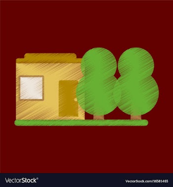 Flat icon in shading style house and garden vector image