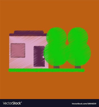 Flat icon in shading style house and garden vector image