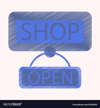 Flat icon in shading style label store opened vector image