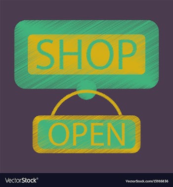 Flat icon in shading style label store opened vector image