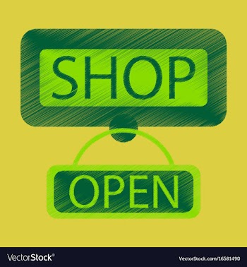 Flat icon in shading style label store opened vector image