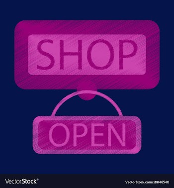 Flat icon in shading style label store opened vector image