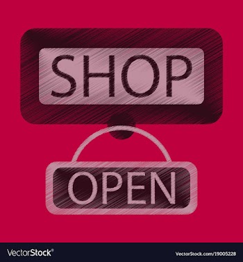 Flat icon in shading style label store opened vector image