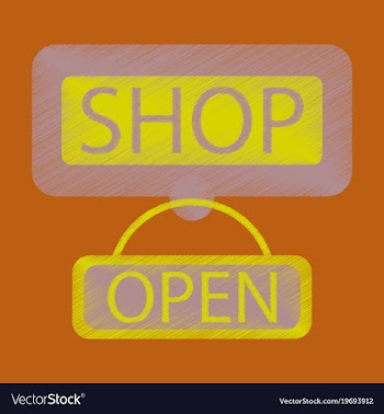 Flat icon in shading style label store opened vector image