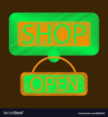 Flat icon in shading style label store opened vector image