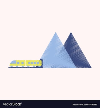 Flat icon in shading style mountain train vector image