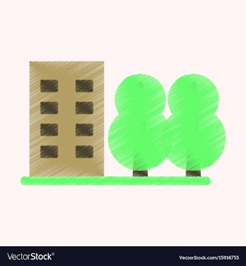 Flat icon in shading style multi-storey building vector image