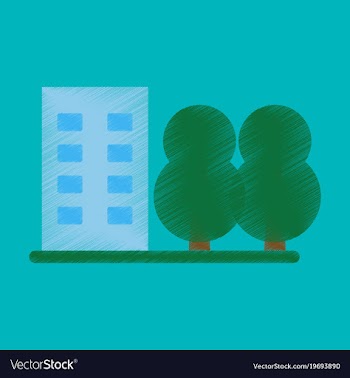 Flat icon in shading style multi-storey building vector image