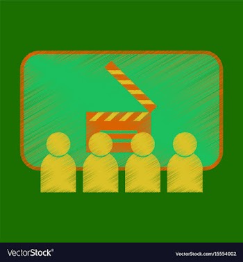 Flat icon in shading style people in cinema vector image