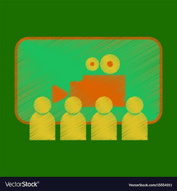 Flat icon in shading style people in cinema vector image