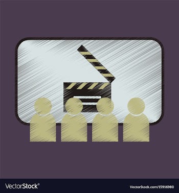 Flat icon in shading style people in cinema vector image