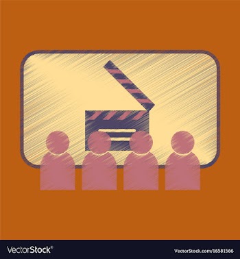 Flat icon in shading style people in cinema vector image