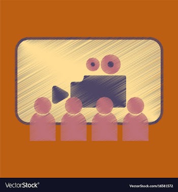 Flat icon in shading style people in cinema vector image