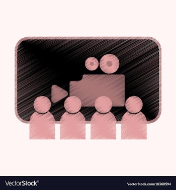 Flat icon in shading style people in cinema vector image