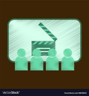 Flat icon in shading style people in cinema vector image